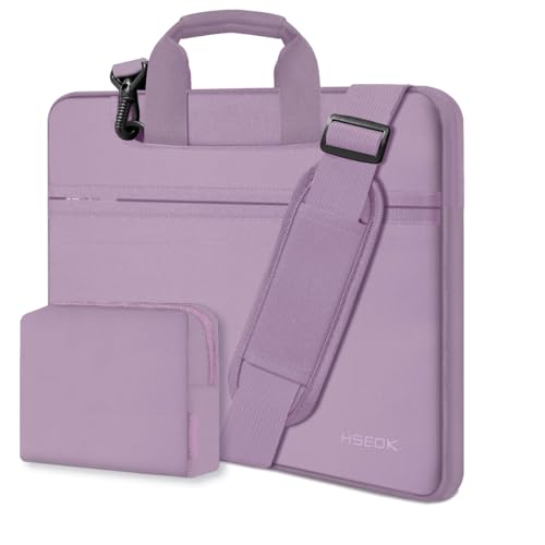 Hseok Laptop Shoulder Bag 13-14 inch Shockproof Water-Resistant HandBag with Small Case Compatible with MacBook Pro/Neo 14" M5/M4/M3/M2/M1, Mac Air/Pro 13.3", XPS 13/14, Most 13"-14" PC,Purple - color: Purple, size: 13"-14"