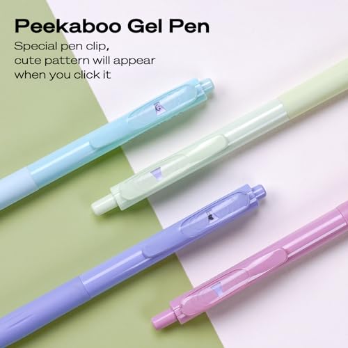 WRITECH Gel Pens Fine Point: Retractable Black Ink Pen Smooth Writing 8ct 0.7mm Medium Point Tip for Journaling Note Taking No Bleed & Smear & Smudge Vivid Color Barrel Silent Click Peekaboo Set