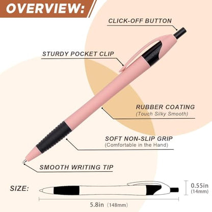 Pens Bulk, 60 Pack Gripped Slimster Ballpoint Pens -Morandi | Black Ink 1.0mm, No Bleed No Skip Smooth Writing, Click Pens with Soft Grip for Teacher Student, School & Office Gifting - style: Morandi