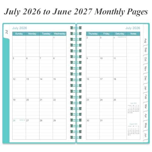 2026-2027 Pocket Planner/Calendar - 2026-2027 Planner from July 2026 - June 2027, Planner 26-27 with 12 Tabs, Twin-Wire Binding, Inner Pocket, 3.75" x 6.75, Teal - color: Teal, size: 3.75" x 6.75"