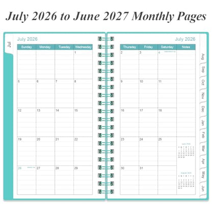 2026-2027 Pocket Planner/Calendar - 2026-2027 Planner from July 2026 - June 2027, Planner 26-27 with 12 Tabs, Twin-Wire Binding, Inner Pocket, 3.75" x 6.75, Teal - color: Teal, size: 3.75" x 6.75"