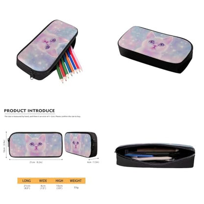 Aesthetic Galaxy Cat Backpack for School Girls Backpack with Lunch Box Water Bottle Bag and Large Pencil Case 4PCS Set 17" Bookbag with Front Pocket Lightweight School Bag for Kids Elementary - color: Aesthetic Galaxy Cat
