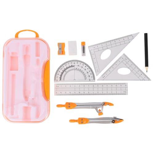 Metal Compass Drawing Tool Set 10pcs Geometry Ruler Kit for Students with Math Drawing Compasses Suitable for School Exams and Drafting Random Color