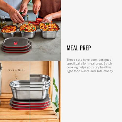 BLACK + BLUM Microwavable Stainless Steel Lunch Box | Multi-Function, Vacuum Sealed Container for Healthy Food | Portable and Stackable Food Storage for Office and Outdoor | 30 oz / 900ml | Leak Proof & Airtight, Durable & Reusable, Stackable Food Storage