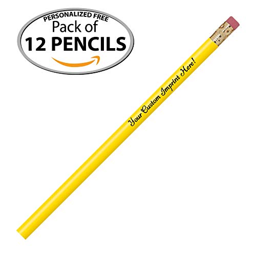 Express Pencils™ Personalized Pencils Round Custom Imprinted with your Name - Text - Logo - Message- 12 pkg - ** Includes Personalization** Great Gift Ideas (Bright Yellow) - color: Bright Yellow