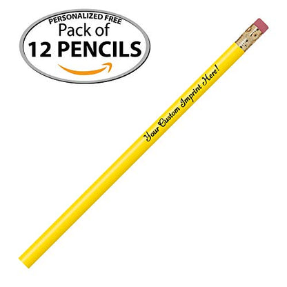 Express Pencils™ Personalized Pencils Round Custom Imprinted with your Name - Text - Logo - Message- 12 pkg - ** Includes Personalization** Great Gift Ideas (Bright Yellow) - color: Bright Yellow