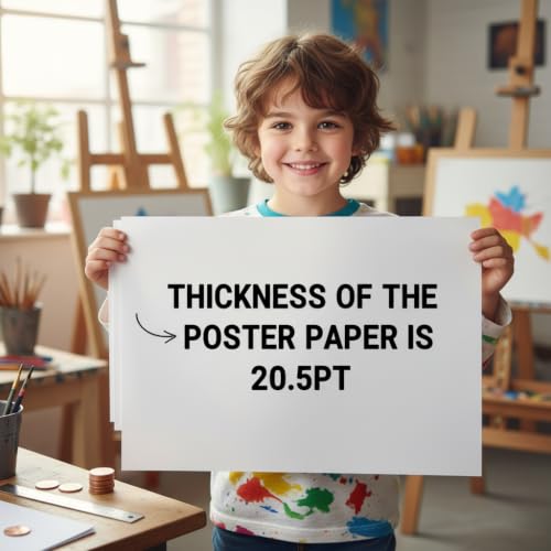 24x36” Large Poster Board, 400GSM Heavyweight Poster Paper Bulk, 25 Sheets White Display PosterBoards for School Office Company Craft Projects - color: White, size: 24 x 36’’