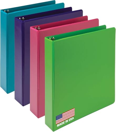 Samsill BioBinder 1.5 Inch (4-Pack) - Durable Plant-Based 3 Ring View Binder, USDA Certified Biobased, Customizable Nonstick Cover & Spine - 325 Sheet Capacity, Letter Size School Office Organizer - color: Multicolor, size: 1.5-Inch
