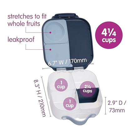 b.box Mini Lunch Box Kids | 4.25 Cup Leak Proof Bento Box for Kids Ages 3+ | 3 Compartment Snack Containers, School Lunch Container, Dishwasher Safe, BPA-Free, PFAS-Free - Midnight - color: Midnight, size: 1-pack