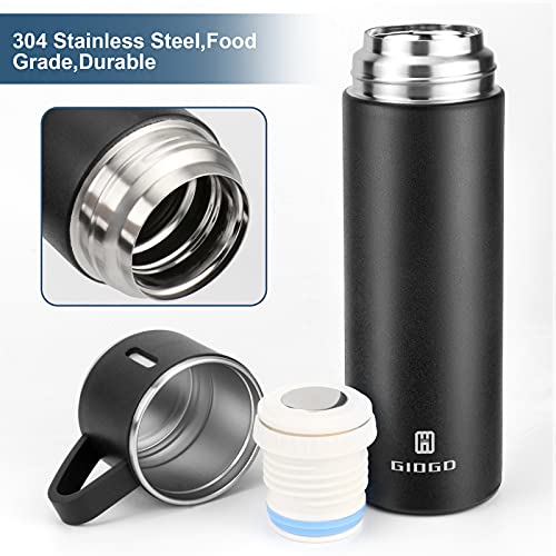 Stainless Steel Thermo 500ml/16.9oz Vacuum Insulated Bottle with Cup for Coffee Hot drink and Cold drink water flask.(Black,Single) - color: Black (Single), size: 16.9 Ounces