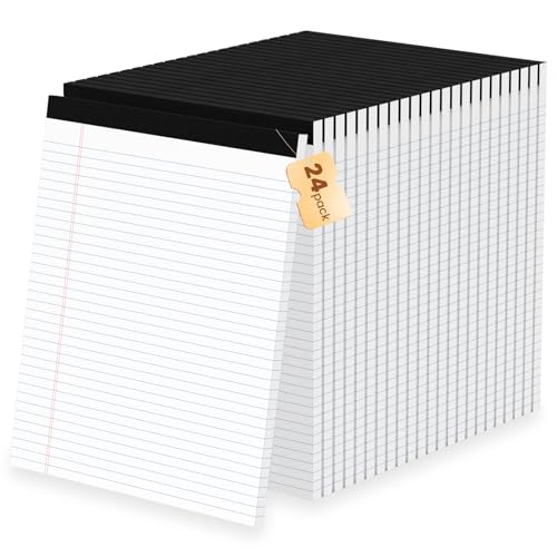 24Packs Legal Pads 8.5 x 11 Inch, 50Sheets/Pack, College Ruled & Perforated White Writing Pads, Pads of Paper 8.5 x 11, Lined Note Pads with Sturdy Backing for Office, Business & School Supplies - color: White, style: 24 Pads-50 Sheets/Pads
