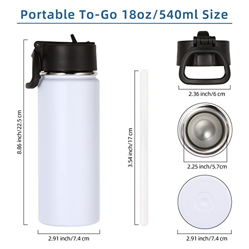 Volhoply 18oz Insulated Water Bottle Bulk 2 Pack,Kids Stainless Steel Water Bottles with Straw,Double Wall Vacuum Metal Water Bottle,Wide Mouth Reusable Sport Flask For Cold Drink(Mix,2 Set) - color: Mix