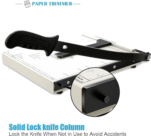 Paper Cutter for Cardstock Heavy Duty 12 inch, 12" Cut Length Guillotine Paper Trimmer for Cardstock Metal Base, for Home Office Classroom School
