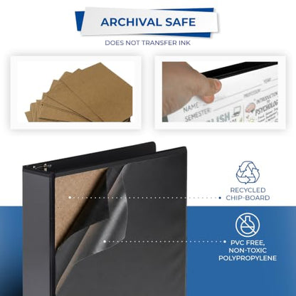 Samsill 2 Inch 3 Ring Binders, Economy Round Ring, Clear View Cover, 425 Sheet Capacity - for School, Home, Office - Black, 12 Pack - size: 12-Pack, style: 2 Inch