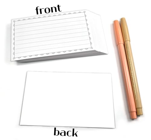 PPAPPAPPIYO Cute Doodle Border 3x5 Index Cards (50 Pack) - Aesthetic Heart Frame Lined Note Cards, 260gsm Heavyweight Thick Flashcards for Studygram, School, Journaling (Black, 3x5)