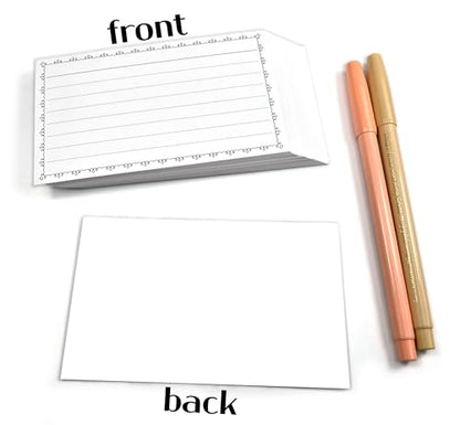 PPAPPAPPIYO Cute Doodle Border 3x5 Index Cards (50 Pack) - Aesthetic Heart Frame Lined Note Cards, 260gsm Heavyweight Thick Flashcards for Studygram, School, Journaling (Black, 3x5)