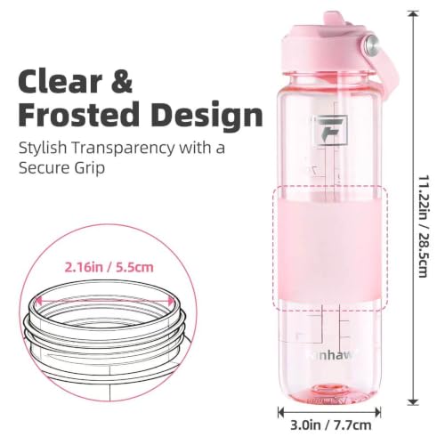Fanhaw 32 oz Clear Water Bottle with Straw Lid - Tritan, BPA-Free, Lightweight, Wide Mouth, Leak-Proof, Perfect for Gym, Travel, School, Office, and Sports(Cherry Blossom) - color: Cherry Blossom