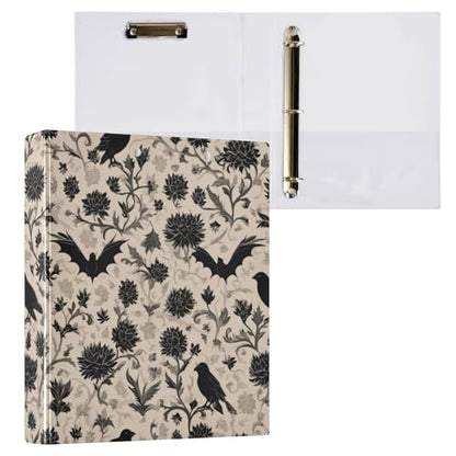 Goth Bath Round Ring Binders Crow (5) 1.5 Inch 3 Ring Binder with Clipboard Holds 200 Sheets Office Home School - color: Multicolored 15