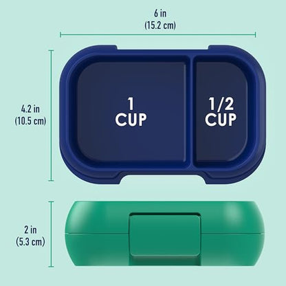 Bentgo Kids Snack Leak-Proof 2 Compartment Bento-Style Container | For Snacks & Small Meals, Easy-Open Latch, Dishwasher Safe, BPA-Free for School, Daycare, & Sports, Ages 3+ (Green/Navy) - color: Green/Navy