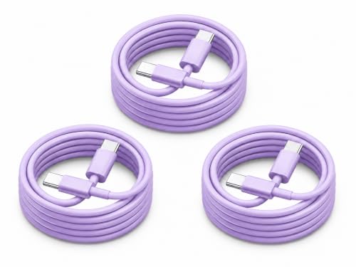 60W USB C to USB C Cable 3Pack 6FT Fast Charging Cord for iPhone 17/16/15, Samsung Galaxy S26/S25/S24, MacBook Air/Pro, iPad Pro, Durable USB-C Charger Cable with PD 3.0 & Data Sync-Purple - color: purple, size: 6FT+6FT+6fT