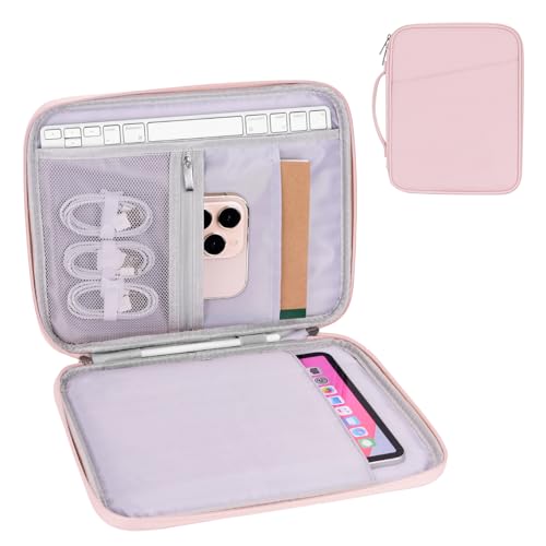Tablet Bag for Women, Padded Carrying Sleeve Case Compatible with iPad Pro 12.9 M2/M1/2018-2020, Surface Pro 9/8/X, 12.4" Galaxy Tab S9+/S8+ (PU-Pink12.9) - color: Pink, size: 12.9