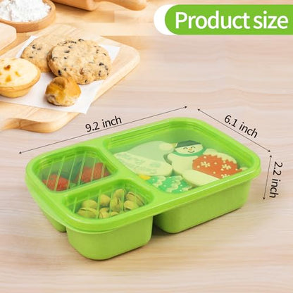 buluker 4 Pack Bento Lunch Box Set 3 Compartment Wheat Straw Meal Prep Food Storage Containers Plastic, Microwave and Dishwasher Safe（Jewel Brights） - color: 4 Pack（Jewel Brights）
