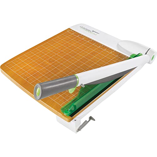 Westcott 16874 ‎15-Inch CarboTitanium Wood Base Guillotine Paper Cutter, Multi-Paper Trimmer with 30 Sheet Capacity