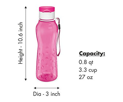MILTON Sports Water Bottle Kids Reusable Leakproof 25 Oz 4-Pack Plastic Wide Mouth Large Big Drink Bottle BPA & Leak Free with Handle Strap Carrier for Cycling Camping Hiking Gym Yoga Fitness