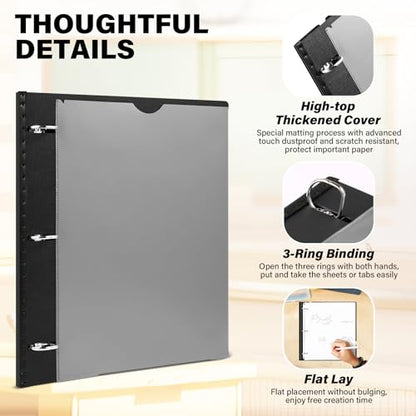 1 Inch Telescoping 3 Ring Binder-1PC, Flexible Binder with Customized Front Cover, Holds 8.5x11 Paper, School Office Supplies, Black - color: Black, size: 1 Inch, style: with Customized Cover - 1PC