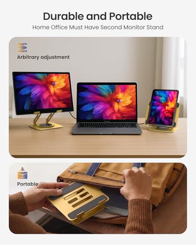 LOXP Metal Tablet Stand, 360 Rotating iPad Stand with Heavy-Duty Base, Tablet Holder Compatible with 4.0-16.9" Device, iPad Pro Air Mini, Kindle, Surface Tablet, Portable Monitors - Gold - color: Gold