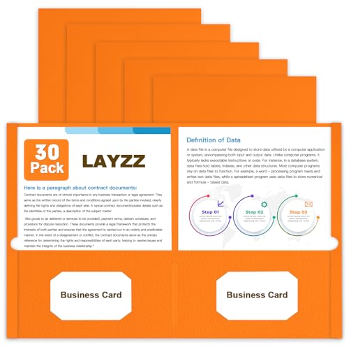 Folders with Pockets, LAYZZ 30 Pack Paper Pocket Folders, 2 Pocket File folders Fits Letter Size Paper, for School Office and Home (Orange) - color: Orange