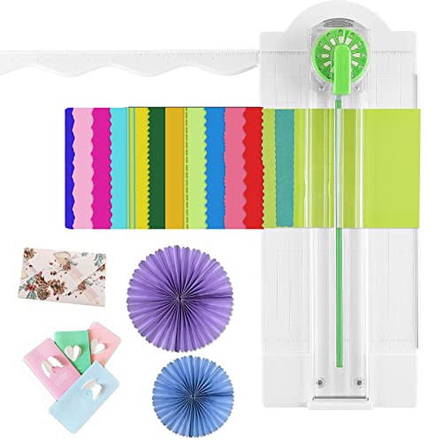 12-Shapes in 1 Craft Paper Edge Cutter,Paper Dial Trimmer Dial Trimmer With Measurements Paper Cutter Machine for Scrapbooking Decorative Wave Edges Cutting Tool Zig Zag Cutting Tool for Photo Card - color: 12-shapes in 1 Paper Trimmer, size: 16.3X6.5inch