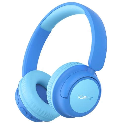 iClever BTH22 Kids Bluetooth Headphones, 60H Play Time, USB C Fast Charging, Bluetooth 5.4, AUX Cord,Safe Volume 74/85 dBA,Toddler Headphones for iPad/Tablet/Travel/School, Blue - color: A-Blue