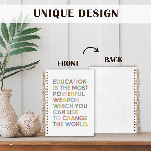Boho Teachers Spiral Notebooks, End of Year Teacher Appreciation Gifts Journal for Writing, Teacher Office Supplies, Education is the Most Powerful Weapon Notebook, 5.5x8.3 Inch - color: Boho Teachers Spiral