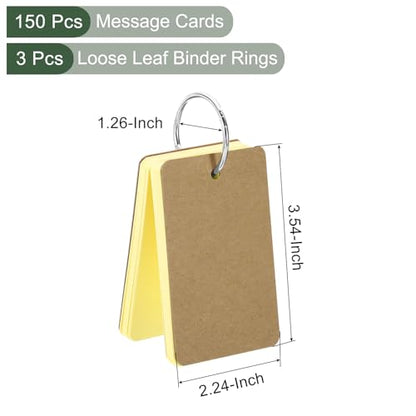 YOKIVE 150 Pcs Blank Flash Cards for Studying, Index Note Cards with Ring, Easy Flip, Great for Studying Bookmark Learning (Yellow, 3.5 x 2-Inch) - color: Yellow