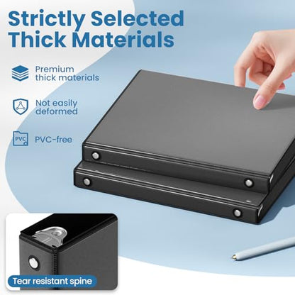 SUNEE 1/2 Inch Binders 3 Ring, PVC-Free Clear View Half Inch Binders (Fits 8.5x11 Inches) for School, Office & Home Use, Black - color: Black, size: 0.5 Inch, style: 4 Pack