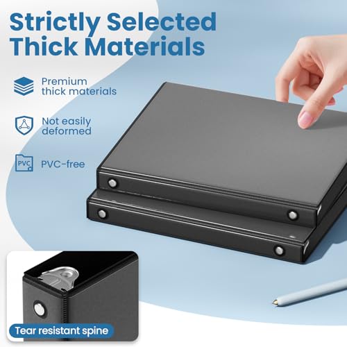 SUNEE 1/2 Inch Binders 3 Ring 10 Pack Bulk, PVC-Free Clear View Half Inch Binders (Fits 8.5x11 Inches) for School, Office & Home Use, Black - color: Black, size: 0.5 Inch, style: 10 Pack