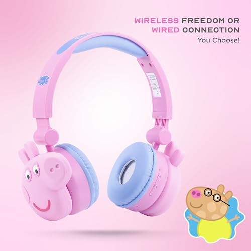 Peppa Pig - Kids Bluetooth Headphones, Wireless & Wired Over-Ear Headphones with Safe Volume, Adjustable Headband, Rechargeable Battery & Stereo Sound – Perfect for School, Home, & Travel - color: Peppa Pig