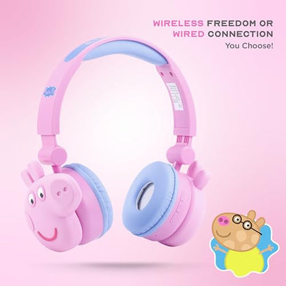 Peppa Pig - Kids Bluetooth Headphones, Wireless & Wired Over-Ear Headphones with Safe Volume, Adjustable Headband, Rechargeable Battery & Stereo Sound – Perfect for School, Home, & Travel - color: Peppa Pig