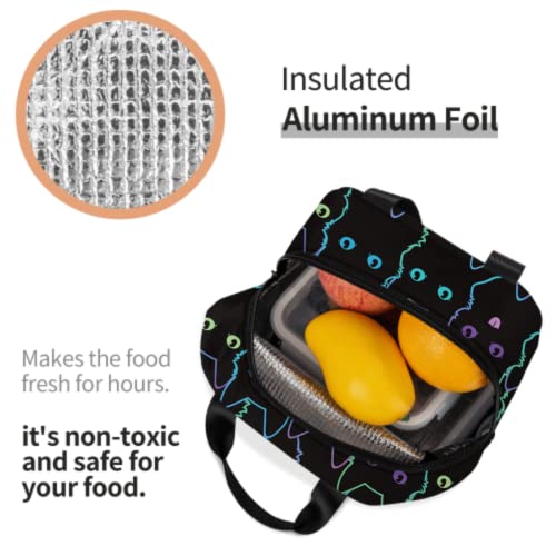 Nerxy Cat Lunch Bag Cute Leakproof Cooler Lunch Box Colorful Cat Silhouettes Insulated Meal Tote Kit Lunch Containers For School Office Picnic For Kids Adults Children,8.5x8x5 In(catLB230406) - color: catLB230406