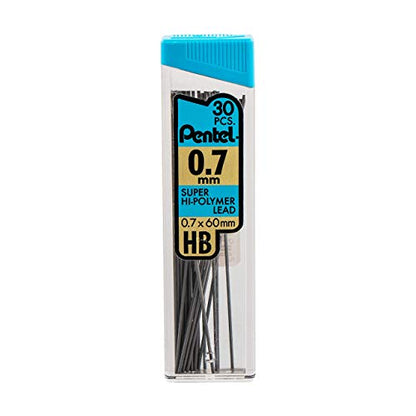 Pentel 슈퍼 하이 폴리머 리드 리필 밸류 팩, (0.5mm 및 0.7mm), 미세/중간 라인, HB, 6개 팩, 심 180개 (C257BPHB6) - size: 1개(1개입)