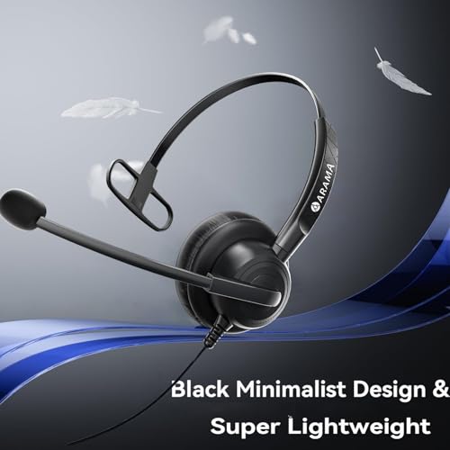 Arama Headset with Microphone for Pc, USB Headset with Mic, Computer Headphones with Noise Canceling Microphone for Laptop, Wired Headphones with Mute for Home Office Online Class Skype Zoom Meetings