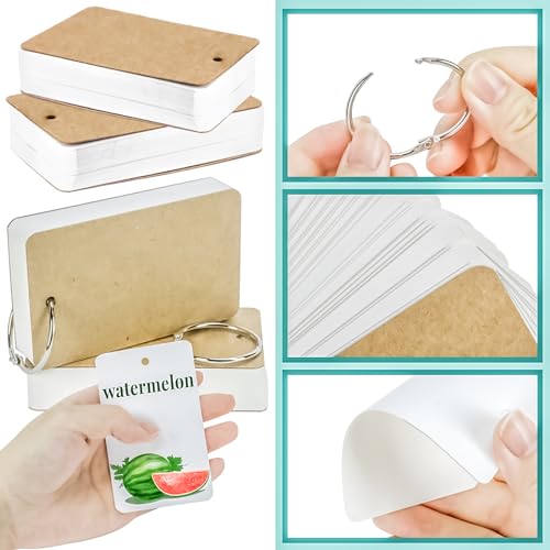 300 Pcs Flash Cards 2x3 Inch Index Cards with Ring Lined Note Card Bood Flashcards, Mini Blank Flash Cards 2x3 White Card Pad Index Note Bood 2 x 3 Notecards for Studying School Supply College - color: White