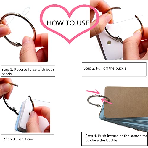 350 Pack Blank Index Cards with Binder Rings, Multi-color Flash Note Cards, Study Cards Kraft Paper Cover for Bookmark, Memo Scratch Pads, DIY Greeting Card (7 Color, 3.5 x 2.2 Inch)