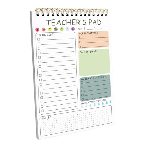 Newkita Teacher To Do List Notepad, 8.3x5.8 Inch Teacher Notepad, Spiral Checklist Notebook for Class Schedules, Daily Planner, School Tasks and Goal Setting (Green) - color: Green