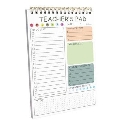 Newkita Teacher To Do List Notepad, 8.3x5.8 Inch Teacher Notepad, Spiral Checklist Notebook for Class Schedules, Daily Planner, School Tasks and Goal Setting (Green) - color: Green