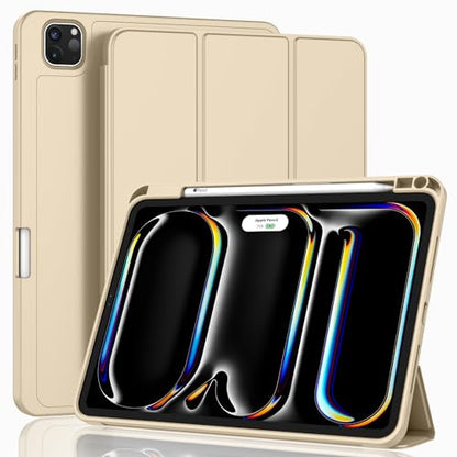 ZryXal iPad Pro 11 Inch Case (M5) 2025/ (M4) 2024 (Model: A2836/A2837/A3006), Trifold Stand Smart Cover with Pencil Holder and Soft TPU Back, Auto Wake/Sleep (Champagne Gold) - color: Champagne Gold