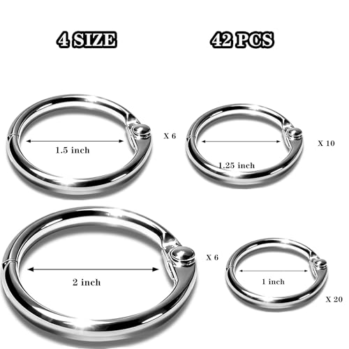 Binder Rings Loose Leaf Binder Book Rings - Multifunctional Loose Leaf Key Ring Clips for Papers,Index Cards,Office,School,Home Crafts Ornaments and DIY Arts (1/1.25/1.5/2 inch) - size: 1/1.25/1.5/2 inch