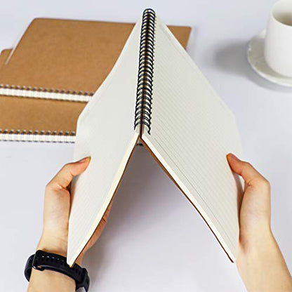 EUSOAR Spiral Notebook, B5 3 Pack 7.3"x10.2" 120 Pages Hardcover Kraft Lined College Ruled Travel Writing Notebooks Journal, Memo Notepad Sketchbook, Students Office Business Subject Diary Journal - color: Kraft, size: 3Packs