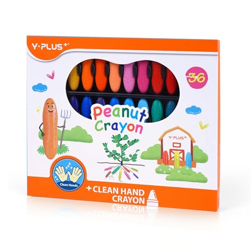 YPLUS Toddler Crayons, 36 Washable Easy-Grip Peanut Crayons, No Toxic | Easy to Hold Washable Crayons for Kids, Mess Free Unbreakable Crayon Gifts, Safe Coloring Gifts for Preschool Supplies - color: 36colors, style: Standard